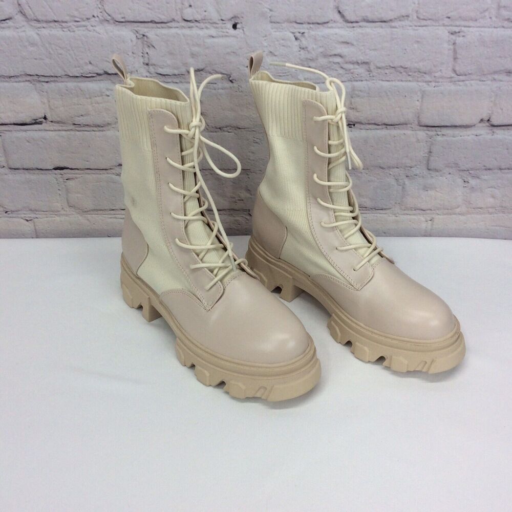 EGO Chunky Sole Combat Boot Light Academia Biker Women US 8.5(UK 6) Faux Leather - Picture 3 of 10